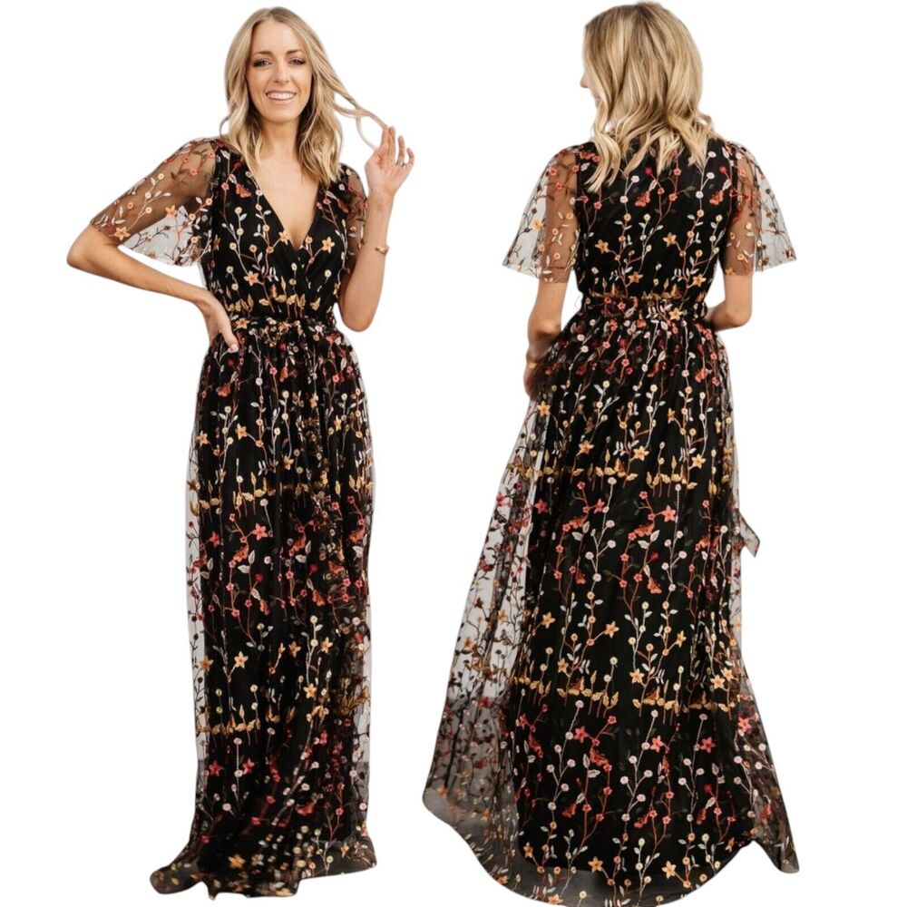 Baltic Born Maxi Dress Womens M Marseille Embossed Floral Formal NWOT